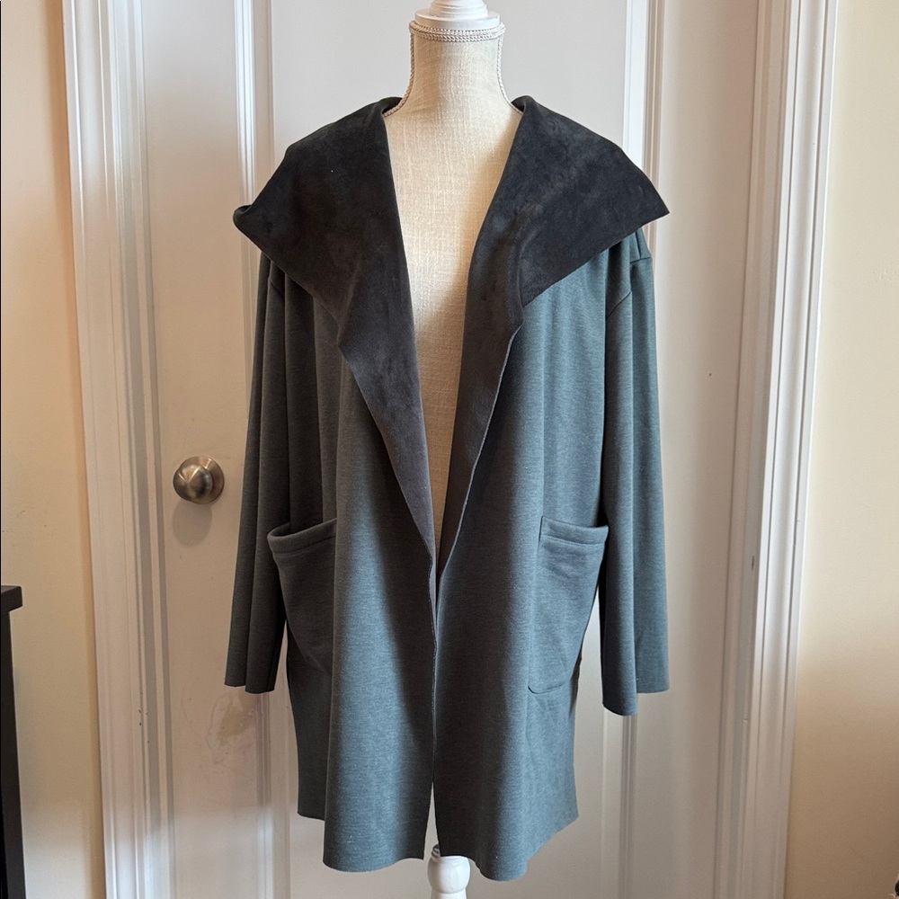 Women's Gray Coat with Black Collar